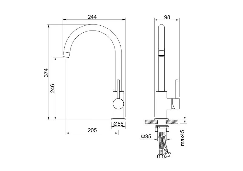 Смеситель для кухни Акватек Европа золото шлифованное AQ1382BG