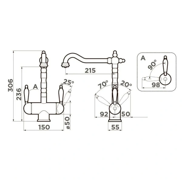 Смеситель для кухни Omoikiri Amagasaki-EV эверест 4994072