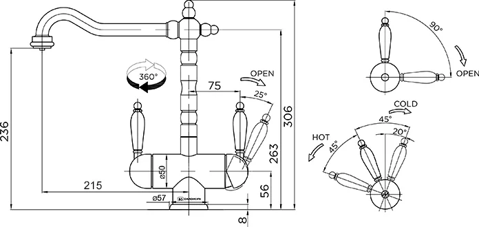 Смеситель для кухни Omoikiri Amagasaki-DC темный шоколад 4994070
