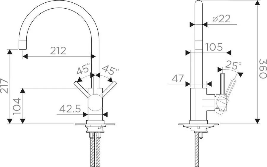 Смеситель для кухни Omoikiri Wakayama 49942 с поворотным изливом