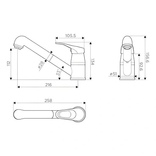 Смеситель для кухни Omoikiri Tateyama-S 49941 с выдвижным изливом