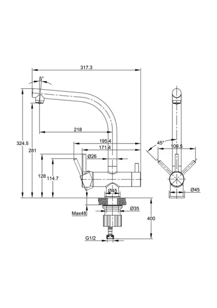 Смеситель для питьевой воды Cersanit Crea хром 64840