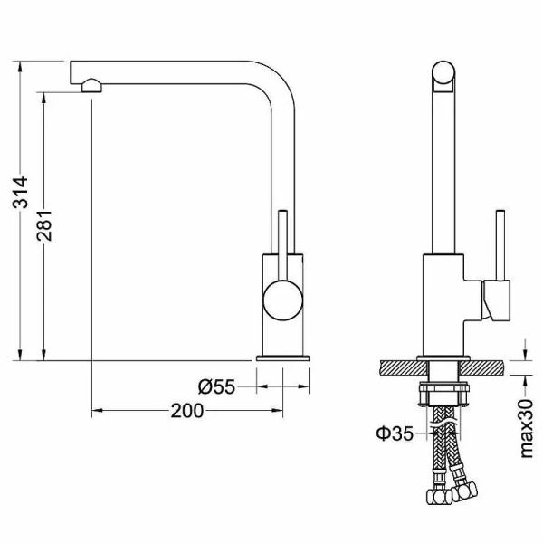 Смеситель для кухни Акватек Европа черный AQ1380MB