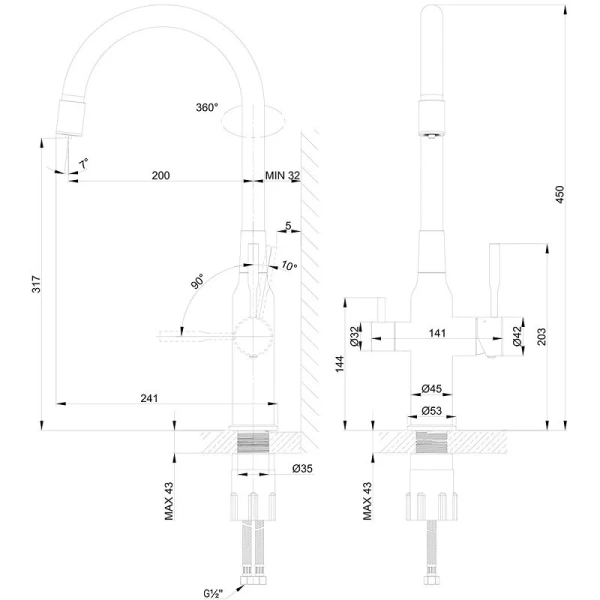 Смеситель для кухни Lemark Expert золото/черный LM5083LGN-Black