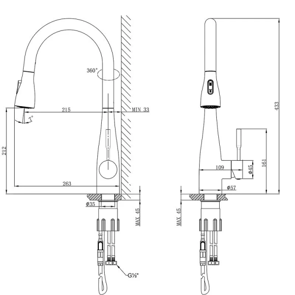 Смеситель для кухни Lemark Expert с выдвижным изливом LM5084S