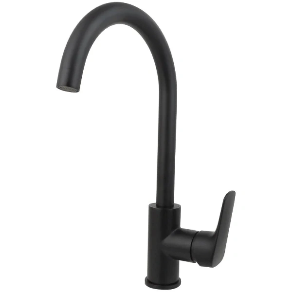 Смеситель для кухни Акватек Вега полукруглый излив черный матовый AQ1082MB