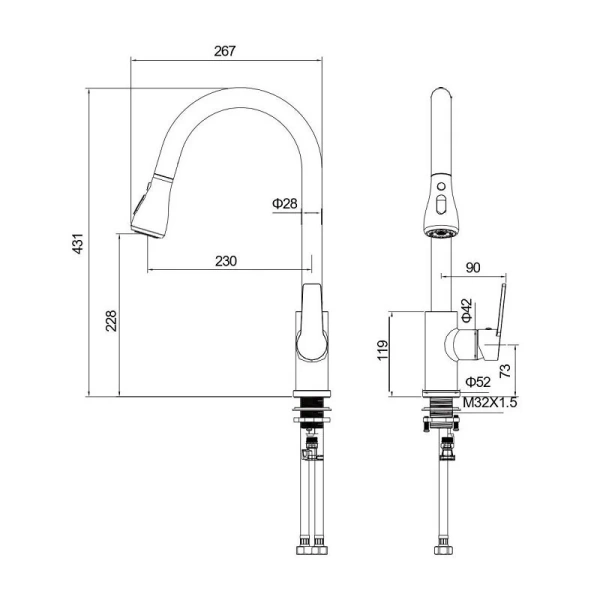Смеситель для кухни Акватек Лугано хром AQ1784CR