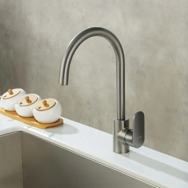 Смеситель для кухни Акватек Ника оружейная сталь AQ1882BGM