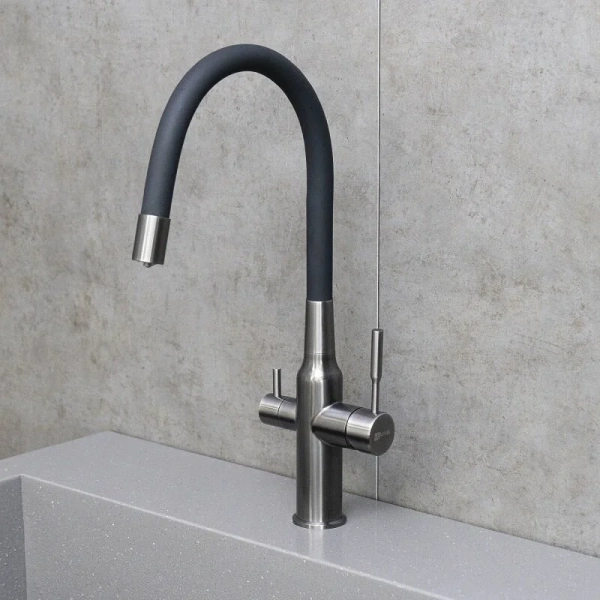 Смеситель для кухни Lemark Expert графит/черный LM5083GMN-Black