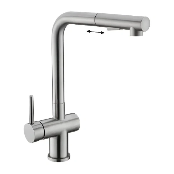 Смеситель для кухни BelBagno с выдвижным изливом, сатин BB-LAM35-IN