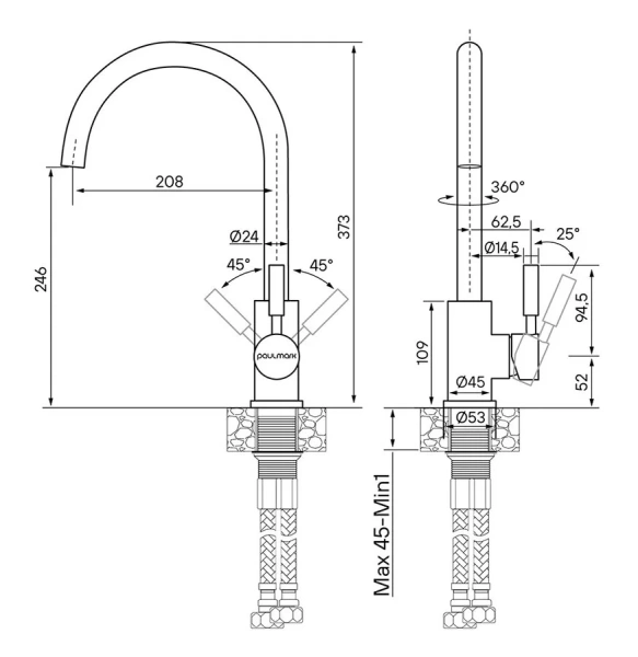 Смеситель для кухни Paulmark Holstein Ho212063 латунь