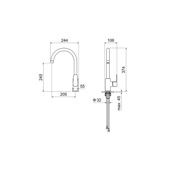 Смеситель для кухни Акватек Оберон хром AQ1282CR