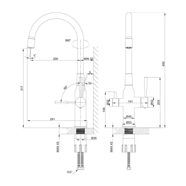 Смеситель для кухни Lemark Expert сталь/серый LM5083S-Gray
