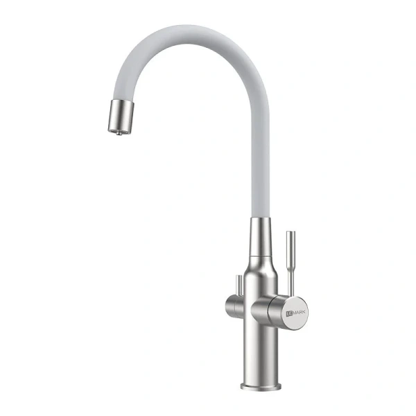 Смеситель для кухни Lemark Expert сталь/белый LM5083S-White