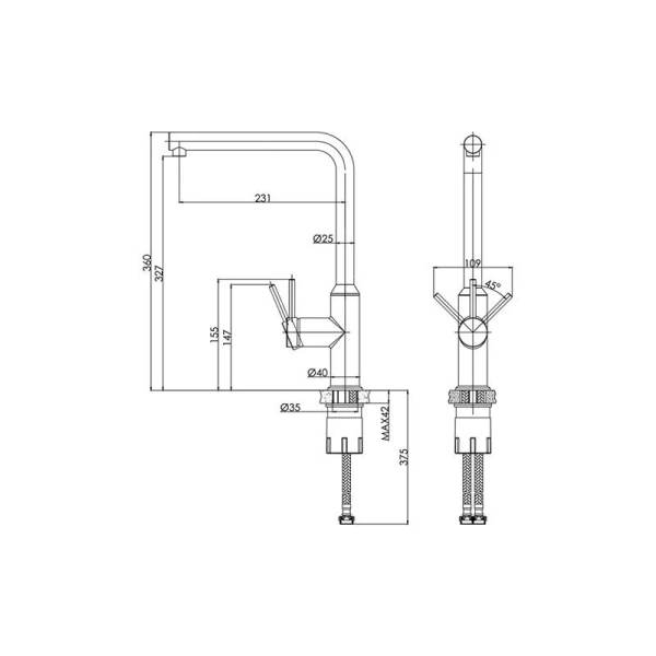Смеситель для кухни Cersanit Flavis сатин 68241
