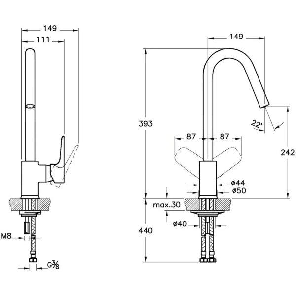 Смеситель для кухни Vitra X-Line  A42115EXP
