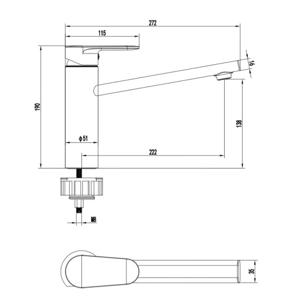 Смеситель для кухни Акватек Ника хром AQ1880CR