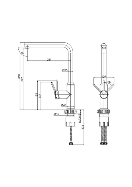 Смеситель для кухни Cersanit Flavis черный матовый 68240