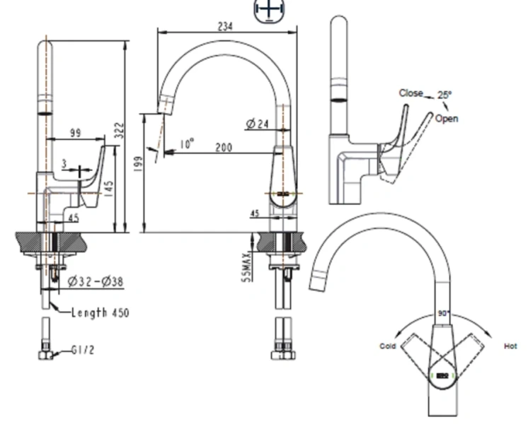 Смеситель для кухни Bravat VEGA F7119177CP-3