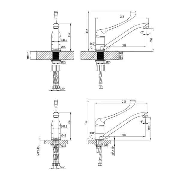 Смеситель для кухни Lemark Project с локтевой рукояткой LM4634C