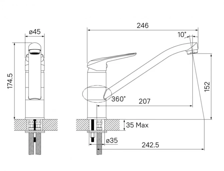 Смеситель для кухни IDDIS Male белый матовый MALWT00i05