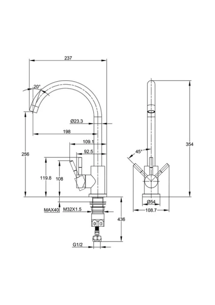 Смеситель для кухни Cersanit Como черный матовый 68243
