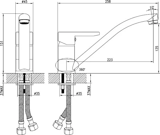 Смеситель для кухни IDDIS Sena с поворотным изливом SENSB00i05