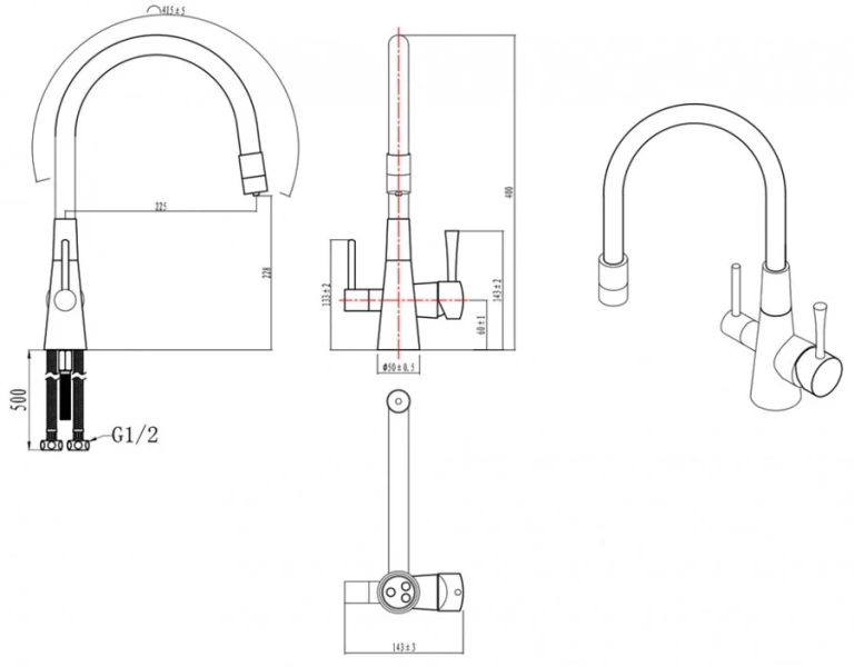 Смеситель для кухни Lemark Ursus LM3075C с гибким изливом