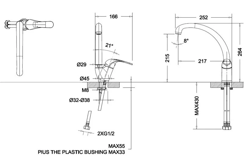 Смеситель для кухни Bravat FIT F7135188CP-1-RUS