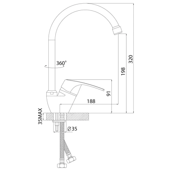 Смеситель для кухни Rossinka D однорычажный D40-23