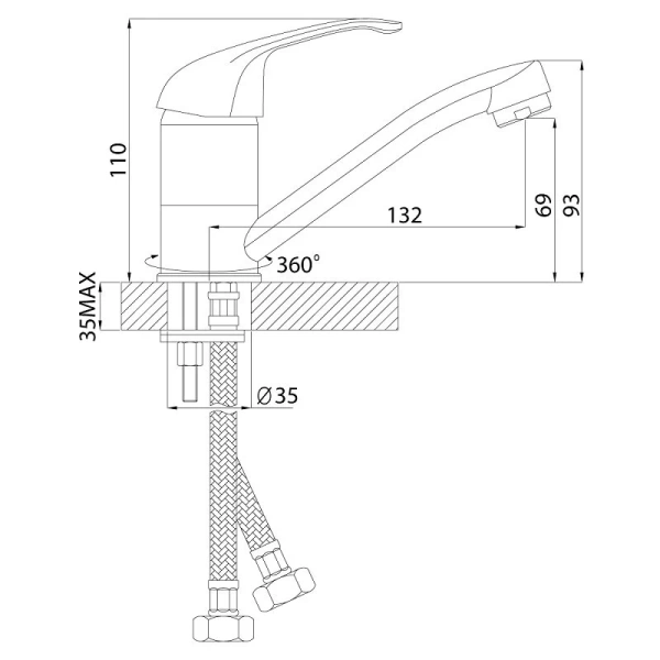 Смеситель для кухни Rossinka A хром A35-22