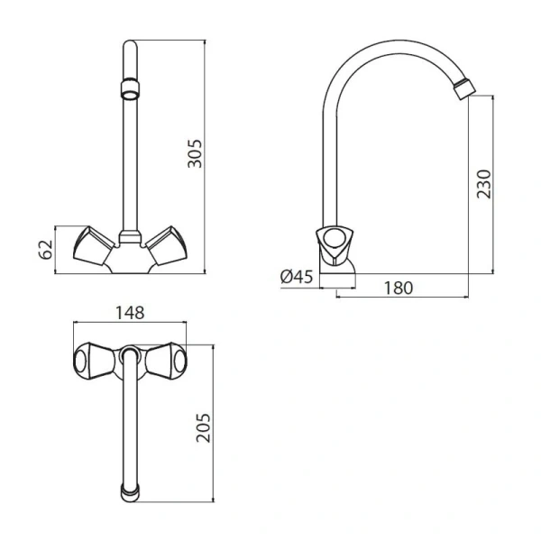 Смеситель для кухни Damixa Object двухвентильный HFON00000