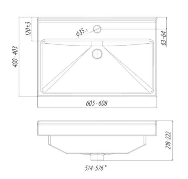 Раковина Santek Миранда 60 см прямоугольная 1WH302421 Hanex