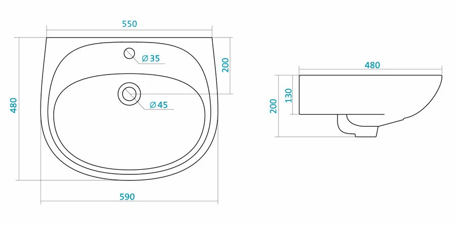 Раковина Santek Анимо 60 см белая 1WH110508 Hanex