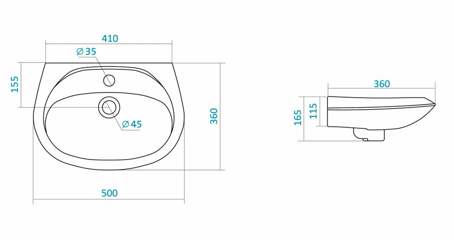 Раковина Santek Бриз 50 см белая 1WH110451 Hanex