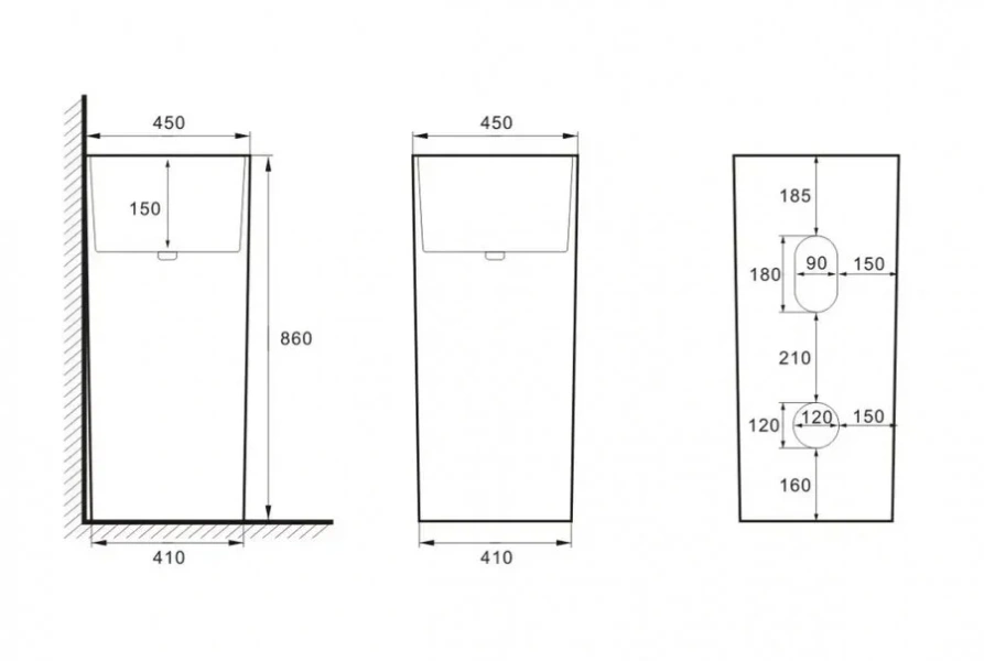 Раковина напольная SantiLine 45 см керамическая белая SL-4014 Hanex