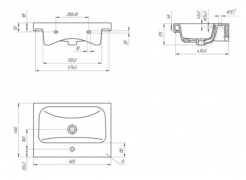 Раковина Cersanit Moduo 60 см подвесная S-UM-MOD60/1 Hanex