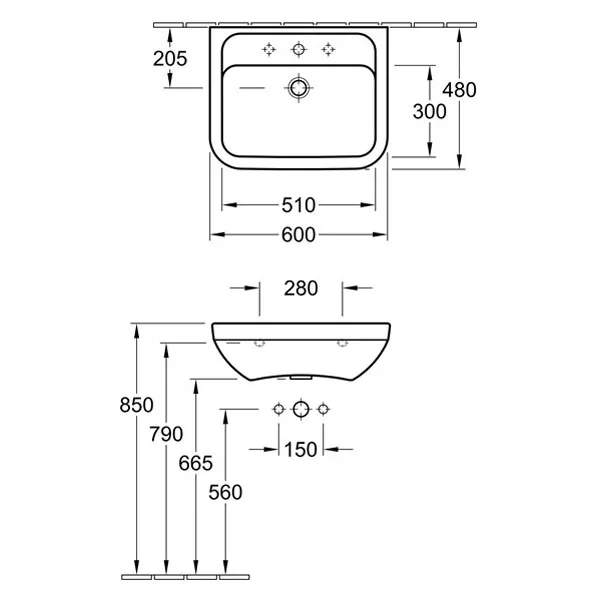 Раковина Villeroy & Boch Omnia Architectura 60 см прямоугольная 51756001 Hanex