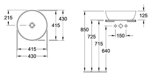 Раковина Villeroy & Boch Artis 43 см накладная, без покрытия CeramicPlus 41794301 Hanex