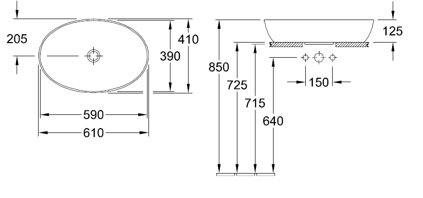 Раковина Villeroy & Boch Artis 61 см с покрытием CeramicPlus 419861R1 Hanex
