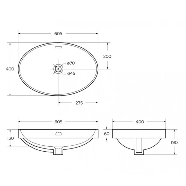 Раковина BelBagno 60 см белая BB1004 Hanex