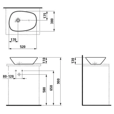 Раковина Laufen Palomba 52 см накладная 8.1680.2.000.112.1 Hanex