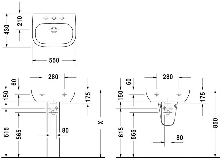 Раковина Duravit D-Code 55 см белая 23105500002 Hanex