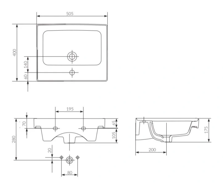 Раковина Cersanit Crea 50 см подвесная P-UM-CRE50/1 Hanex