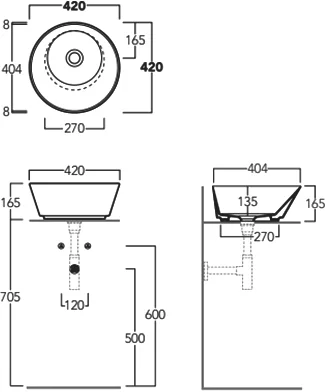 Раковина Simas Wave 42 см круглая WA01 bi*0 Hanex
