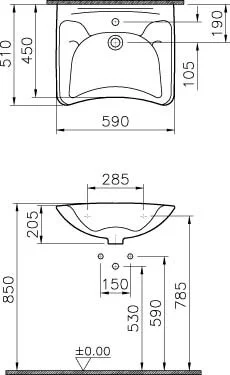 Раковина для инвалидов VitrA Arkitekt 6147b003 60 см 6147B003-0001 Hanex