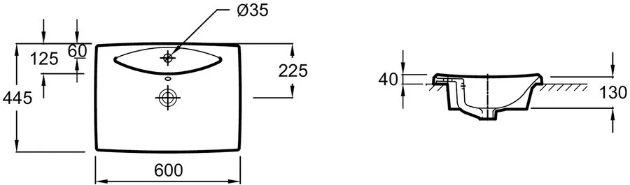 Раковина Jacob Delafon Escale 60 см белая, встраиваемая E1289-00 Hanex