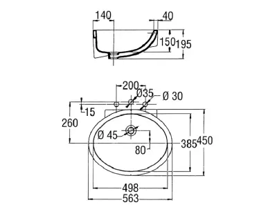 Раковина Jacob Delafon Ovale Dessus встраиваемая EN262-00 Hanex