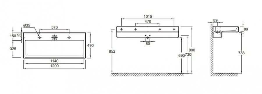 Раковина Jacob Delafon Terrace 120 см белая EXB112-00 Hanex