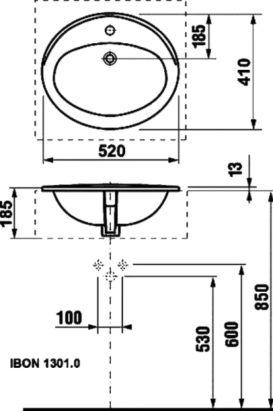 Раковина Roca Adora 52 см 1 отверстие под смеситель 327204000 Hanex